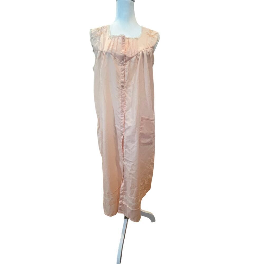 HOHANA MOO MOO VINTAGE NIGHTGOWN DELICATE PEACH WITH LACE TRIM WOMENS XL